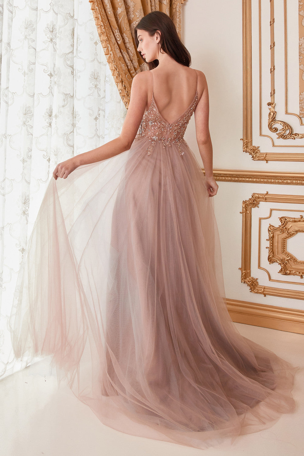 OPHELIA BEAD STRAP TULLE GOWN ALA0672 Elsy Style All dresses