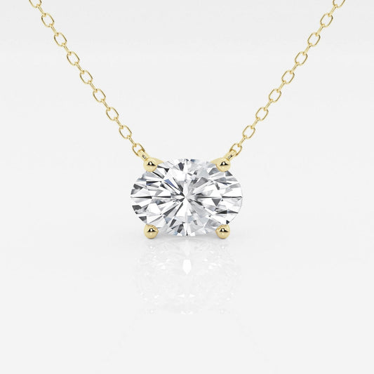 2.00 CTW AGI Certified Oval Lab Grown Diamond Solitaire Pendant - Choice of 14k Yellow or White Gold
