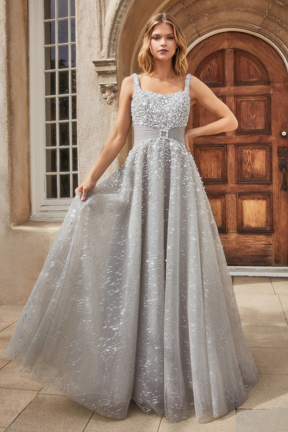PEARLEQUE BALL GOWN WITH CRYSTAL BUCKLE ALA1181 Elsy Style All dresses