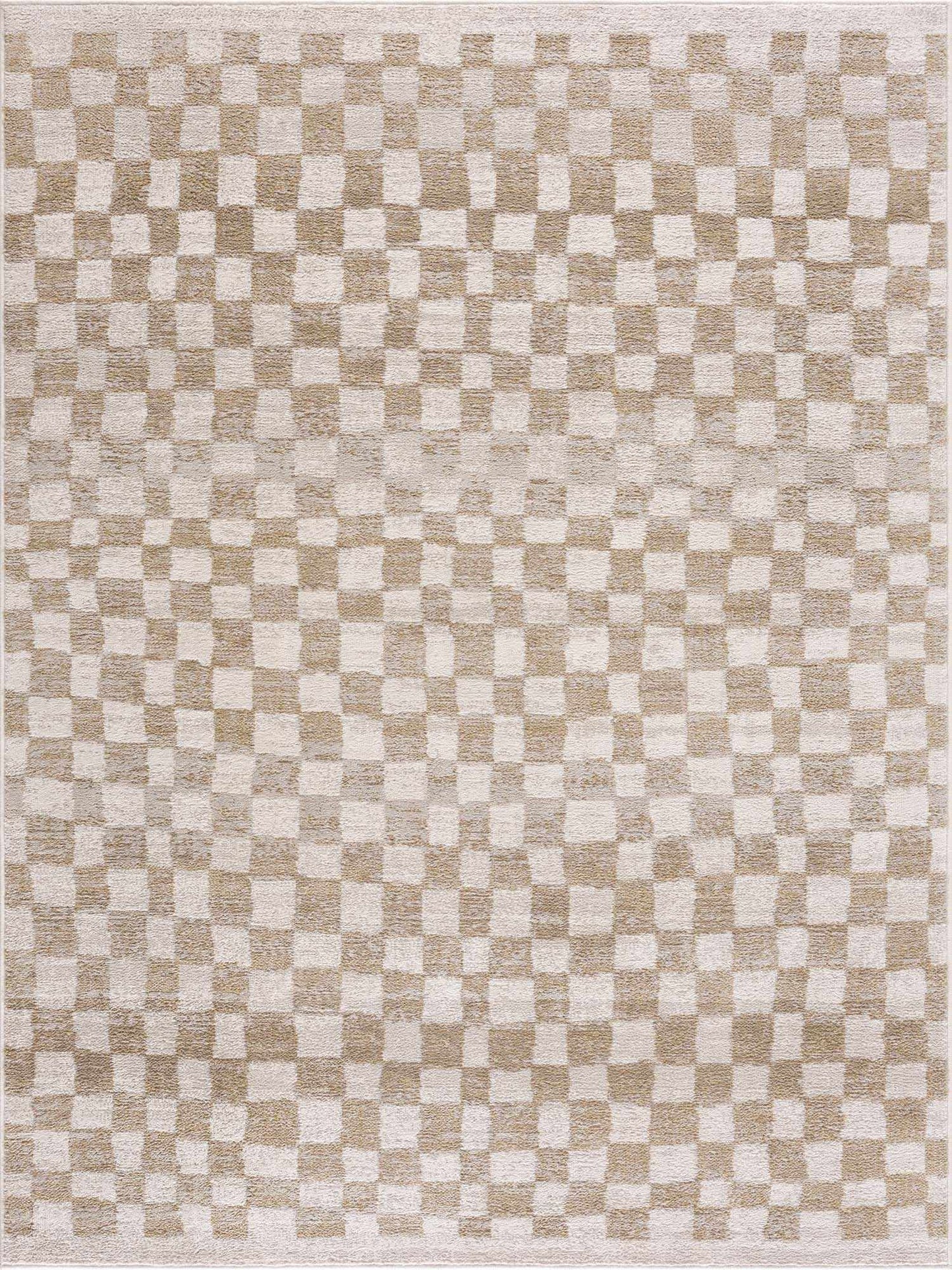 Benjy Cream & Gold Checkered Area Rug