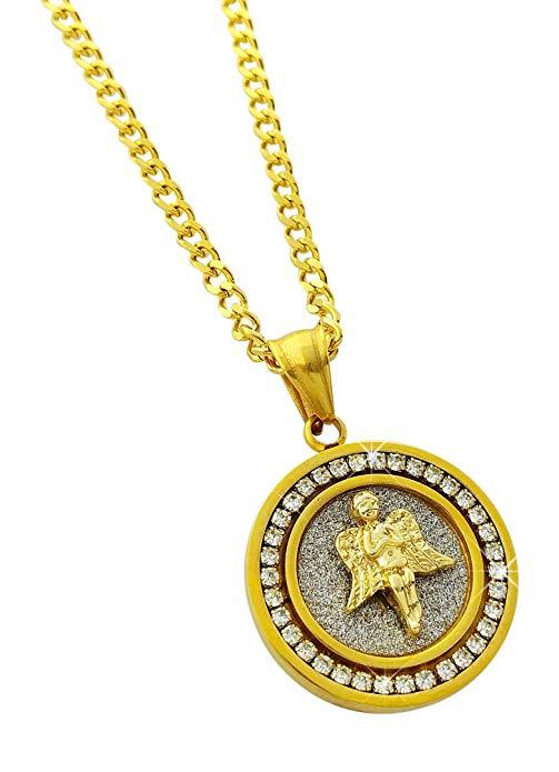 Pave Angel Necklace Embellished with Crystals in 18K Gold Plated Elsy Style Necklace