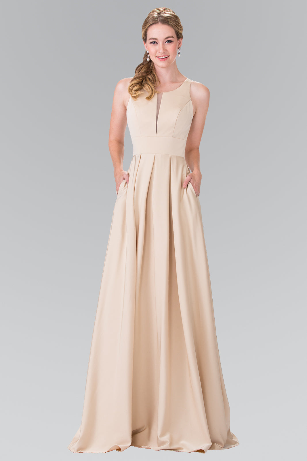 Prom Dress with Notched Scoop and Long Skirt GLGL2365 Elsy Style PROM