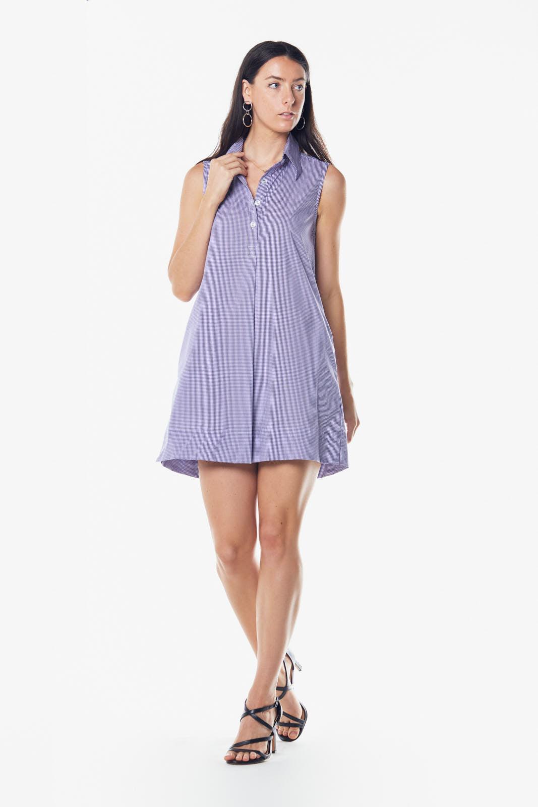 Italian Cotton Sleeveless Dress in Purple – Chic Summer Wear
