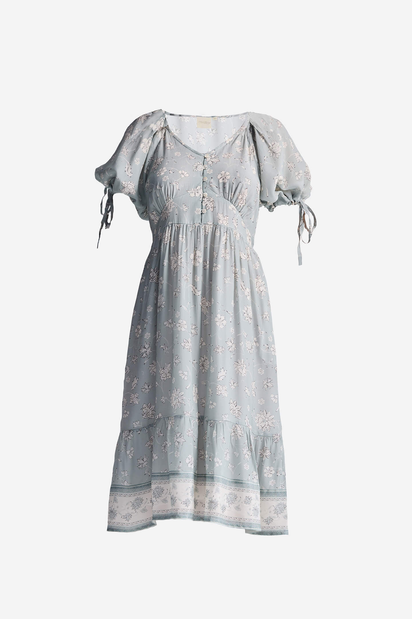 Puff Sleeve Midi Dress in Sage Green