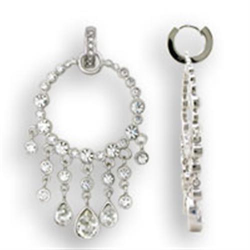 S37108 - Rhodium 925 Sterling Silver Earrings with Top Grade Crystal  in Clear Elsy Style Earrings