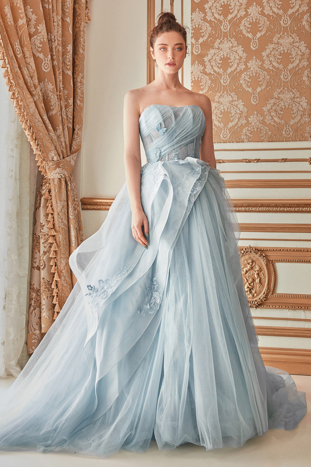 STRAPLESS LAYERED TULLE BALLGOWN ALA1021 Elsy Style All dresses