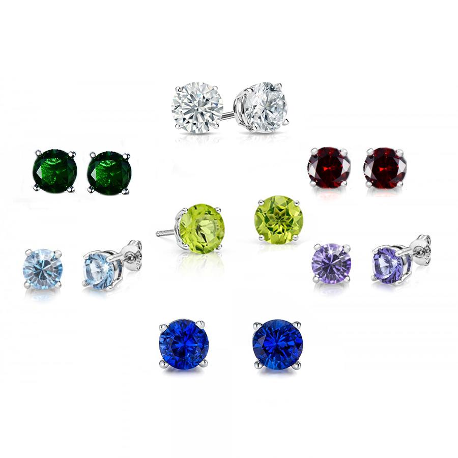 Seven Pairs of 8mm Round Earrings with Crystals from Swarovski® ITALY Design Elsy Style Earring
