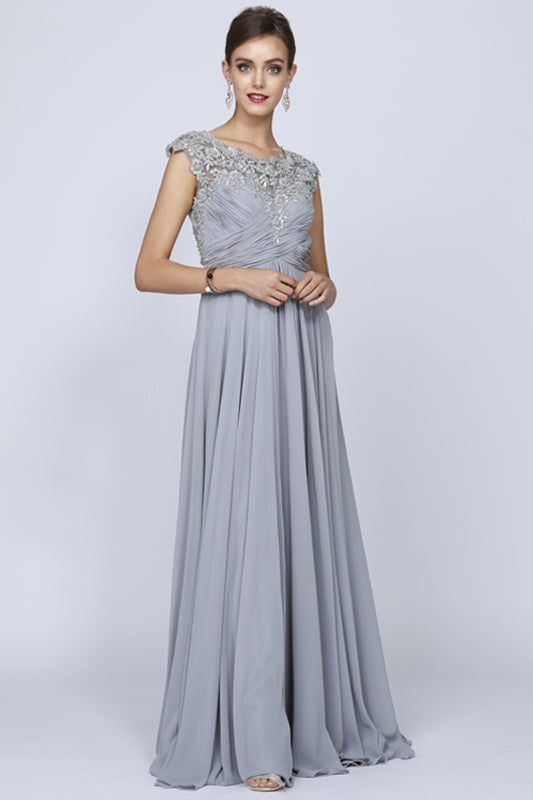 Sheer Back Cap Sleeves Long Prom & Bridesmaid Dress JT585 Elsy Style Bridesmaid Dress