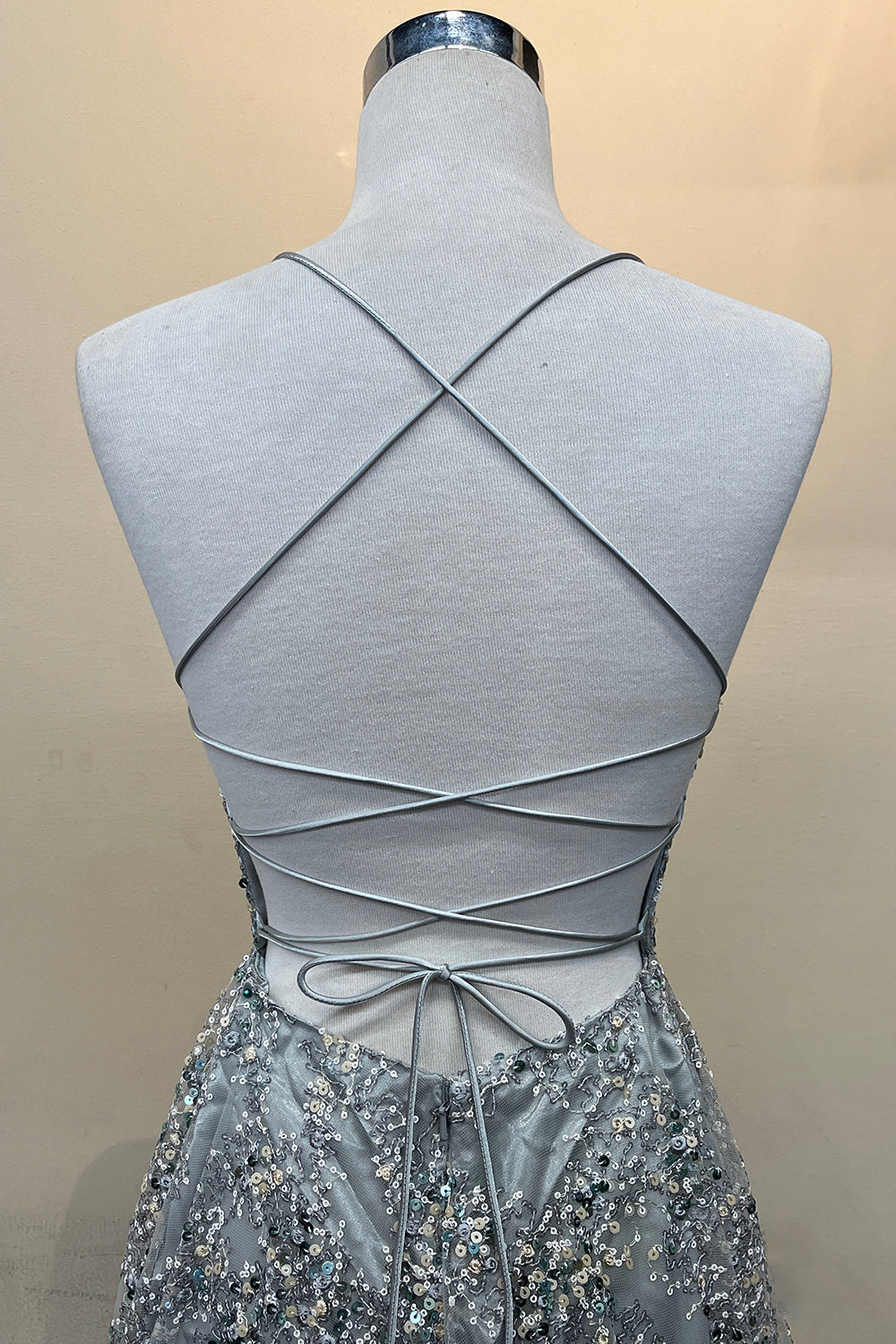 Side Slit Open Criss Cross Back Illusion Deep V-Neck Long Prom Dress ACBZ017 Elsy Style Prom Dress
