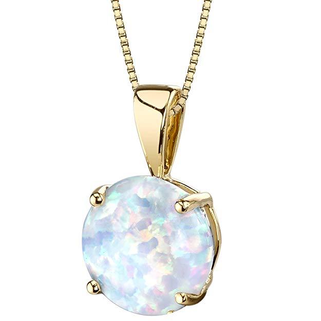 Simplistic Oceanic Opal Princess Cut Necklace in 14K Gold Elsy Style Necklace