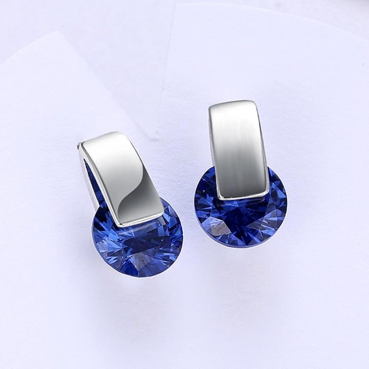 Simulated Sapphire Sleek Bar Earrings Set in 18K White Gold ITALY Design Elsy Style Earring