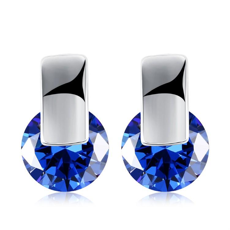 Simulated Sapphire Sleek Bar Earrings Set in 18K White Gold ITALY Design Elsy Style Earring