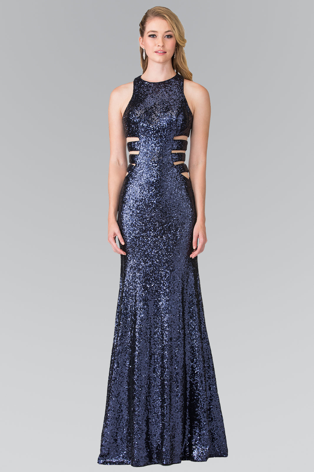 Sleeveless Sequin Long Dress with Side Cut-Out GLGL2299 Elsy Style PROM