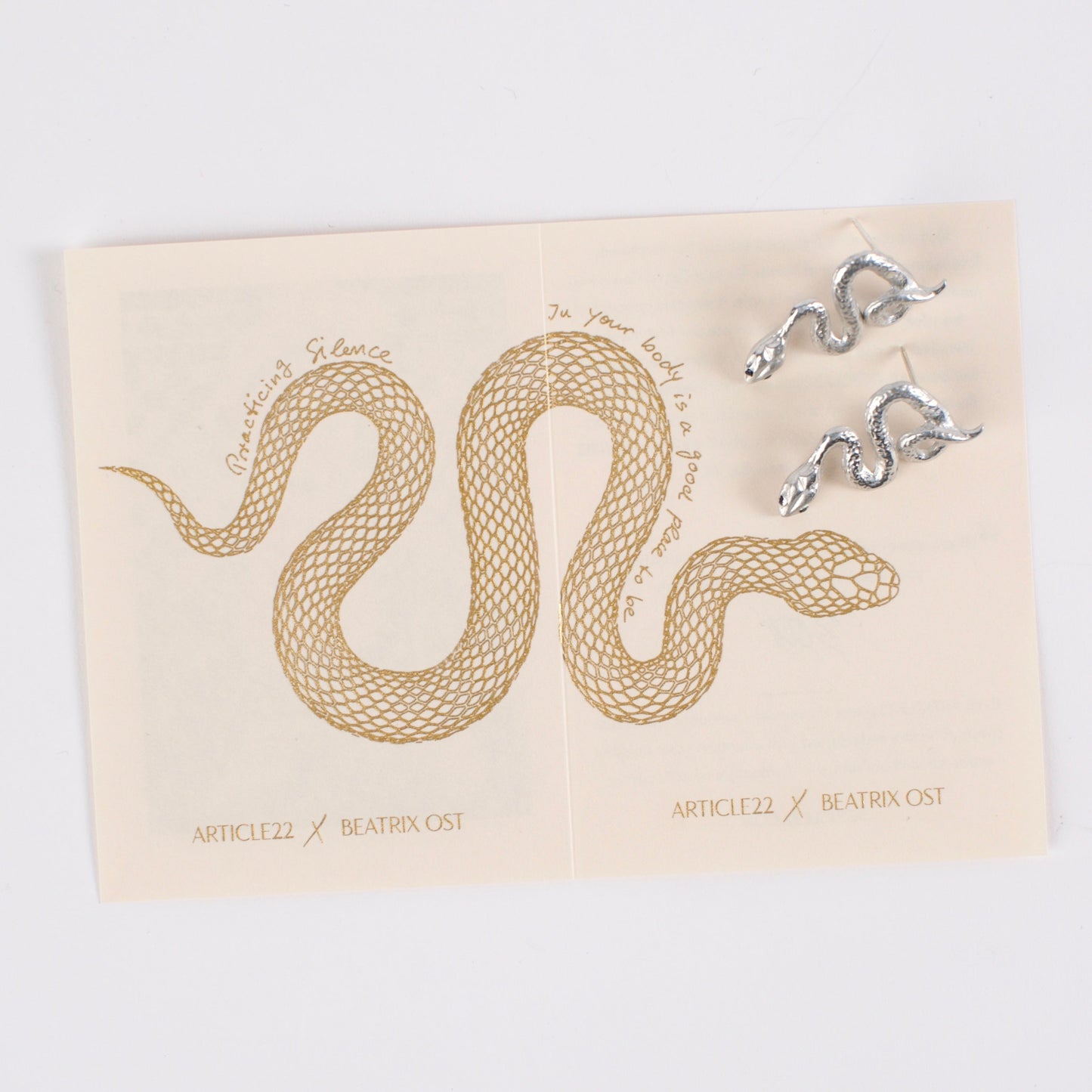 SNAKE EARRINGS, GOLD OR SILVER SAPPHIRE - BEATRIX OST COLLABORATION