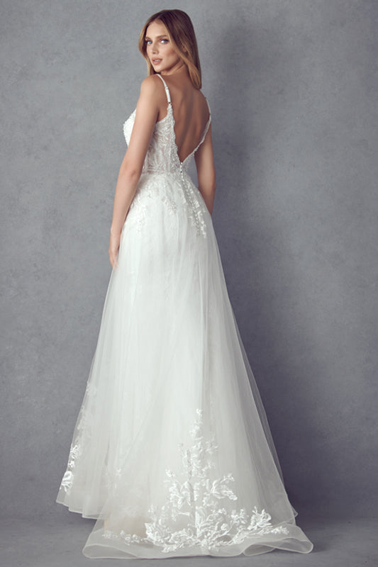 Spaghetti Straps Open Back Side Slit Long Wedding Dress JT249 Elsy Style Wedding Dress