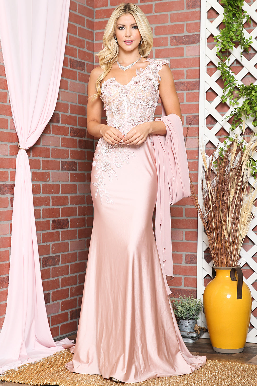 Strap One Shoulder 3D Floral Applique Mermaid Long Evening & Prom Dress AC388 Elsy Style Prom Dress