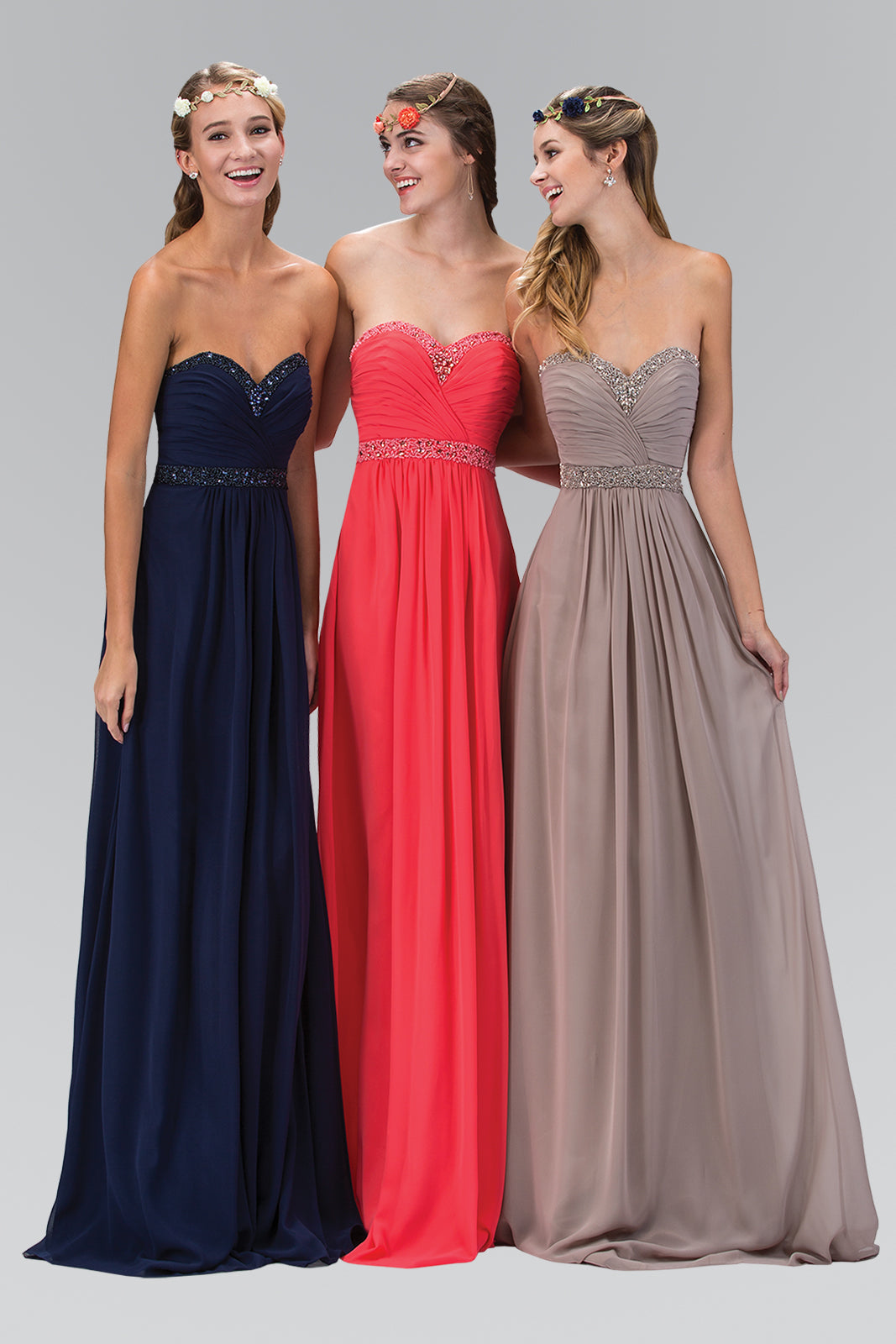 Strapless Sweetheart Floor Length Dress with Corset Back and Jewel Detailing GLGL2165 Elsy Style PROM