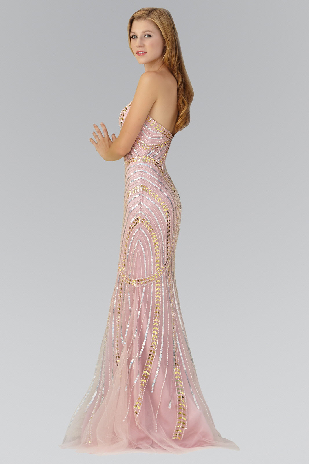Strapless Sweetheart Long Dress with Bead Detailing GLGL2089 Elsy Style PROM