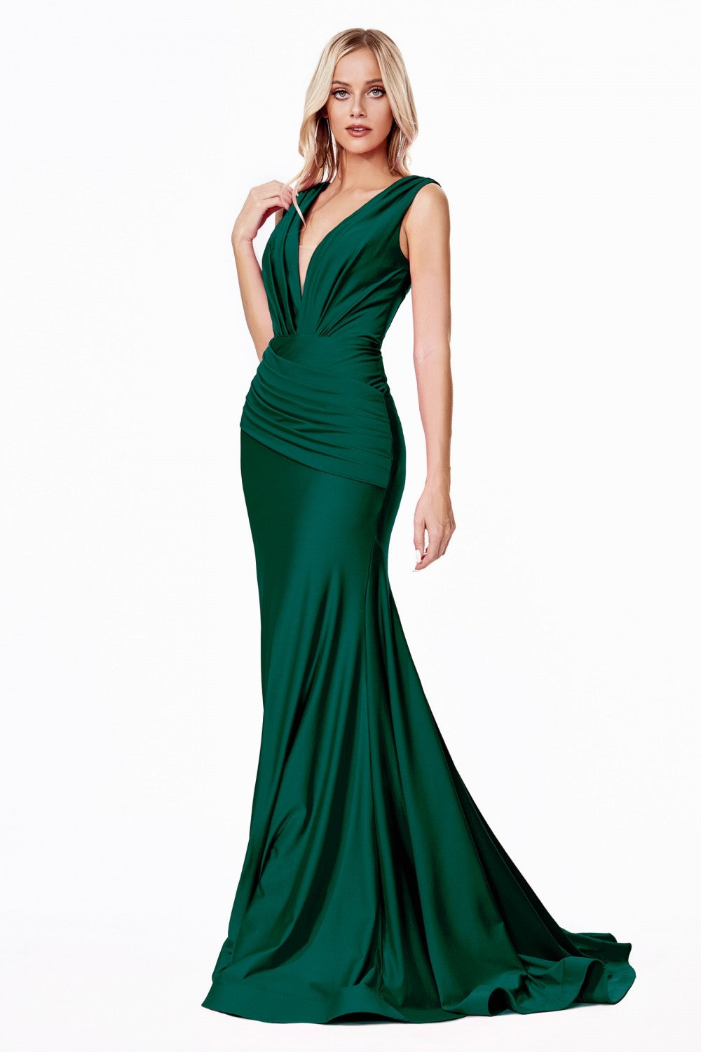 Stretch Jersey Evening Gown Formal Moder Mermaid Style Draped Bodice and Fitted Waist CDCD912 Elsy Style Mother of the Bride Dress