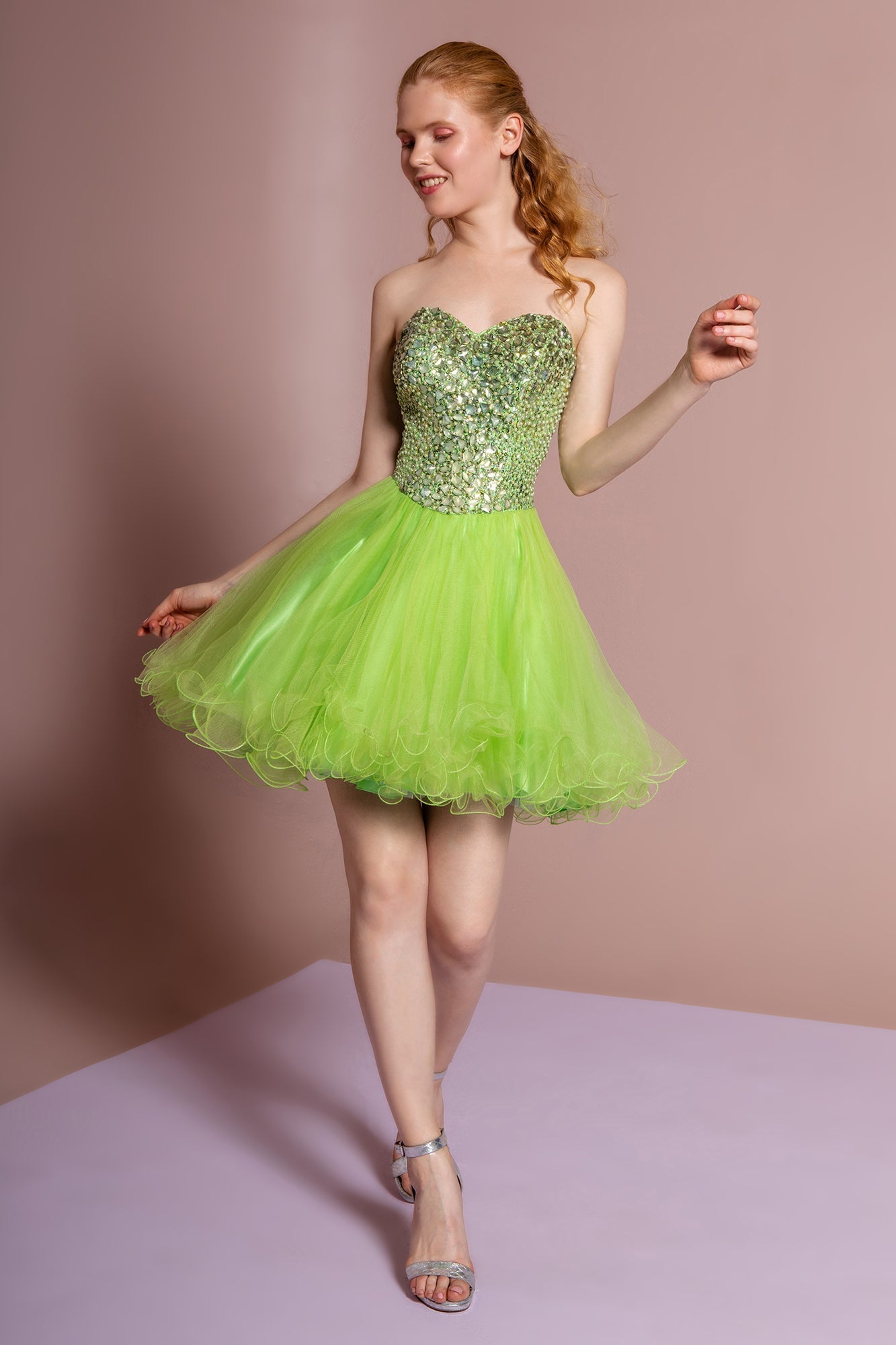Sweetheart Tulle Short Dress with Jewel Embellished Bodice GLGS2034 Elsy Style HOMECOMING