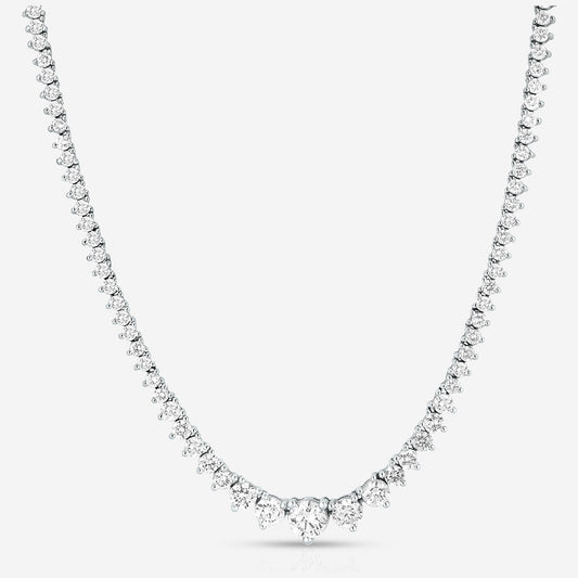 15 CTW Created Moissanite Graduated Tennis Necklace - G-H Color, SI Clarity