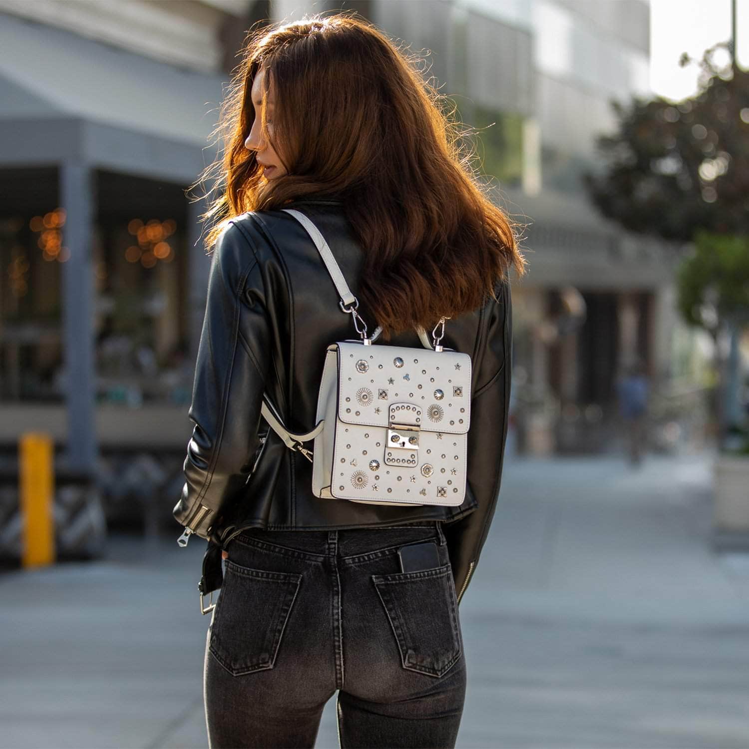 The Hollywood Backpack Leather Purse White Elsy Style 