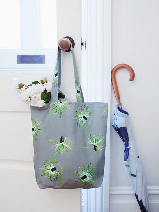 Tote Bag: Thistle on Grey