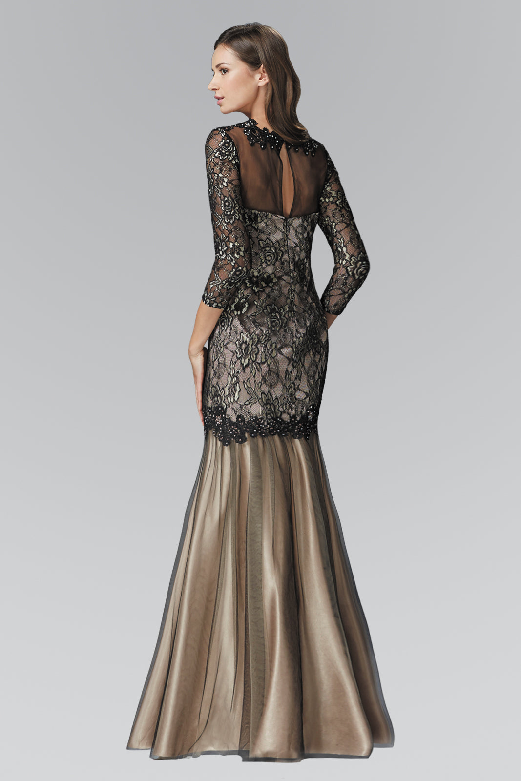 Three Quarter Length Sleeve Lace Long Dress GLGL2107 Elsy Style PROM