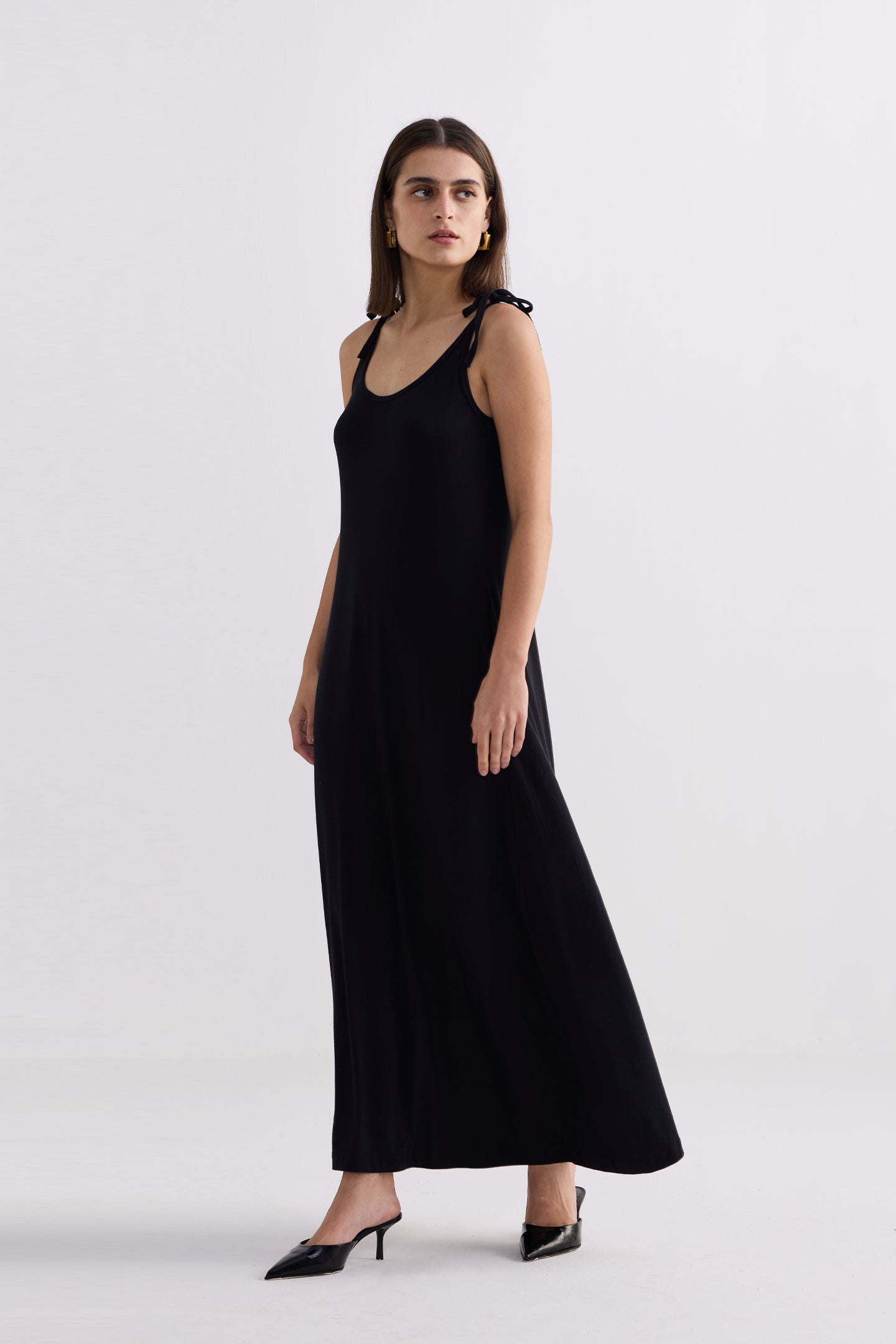 Tie-Detail Maxi Dress in Black