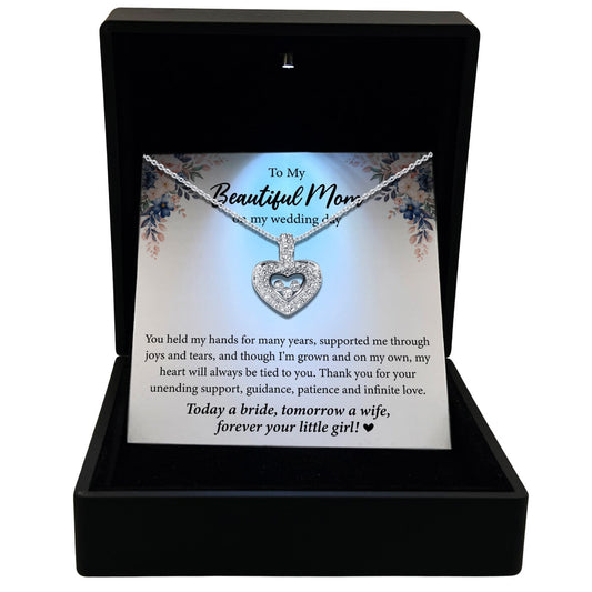 To My Beautiful Mom on My Wedding Day - Tryndi Floating Heart Necklace Elsy Style Necklaces
