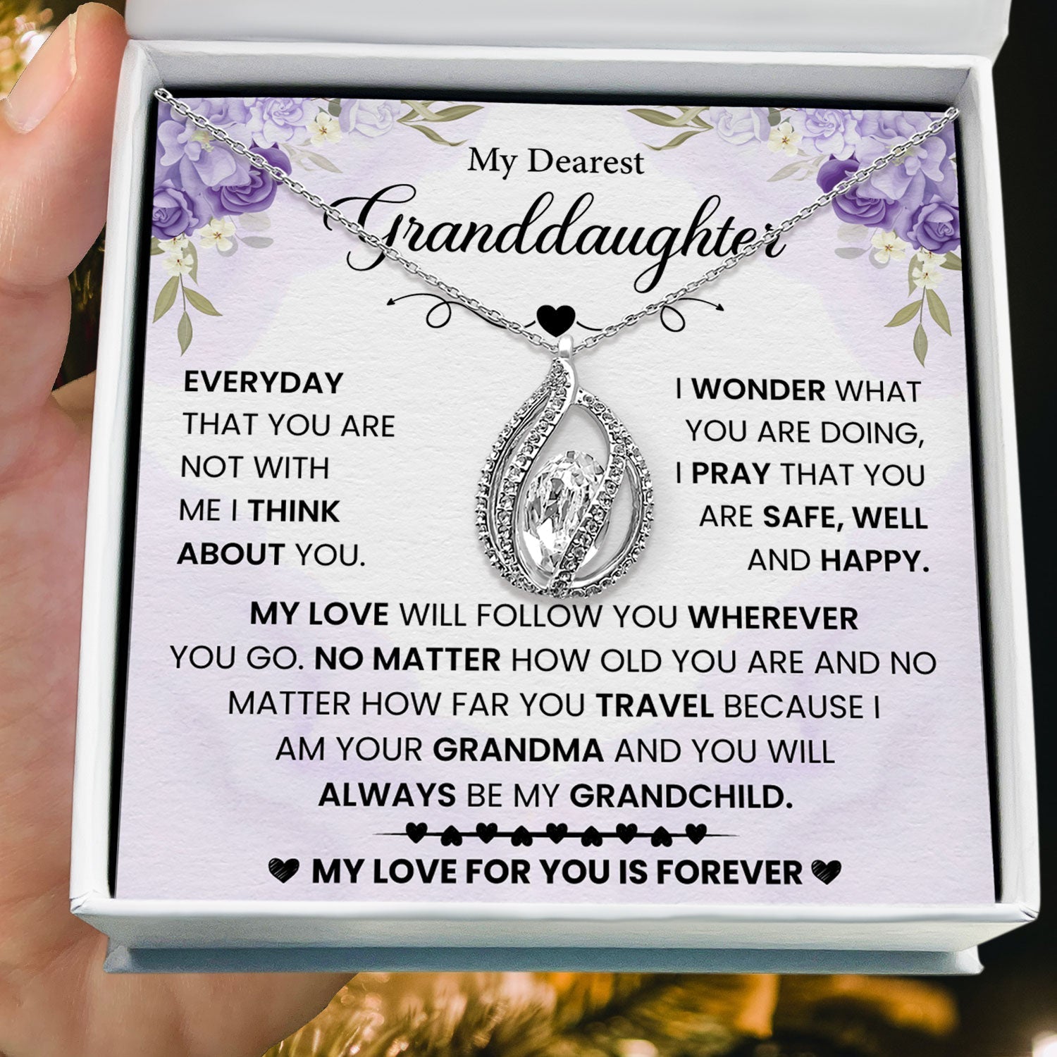 To My Dearest Granddaughter - I Pray That You Are Safe & Happy - Orbital Birdcage Necklace Elsy Style Necklaces