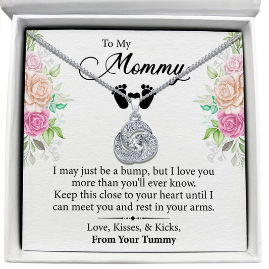To My Mommy - Love, Kisses & Kicks From Your Tummy - Tryndi Love Knot Necklace Elsy Style Necklaces