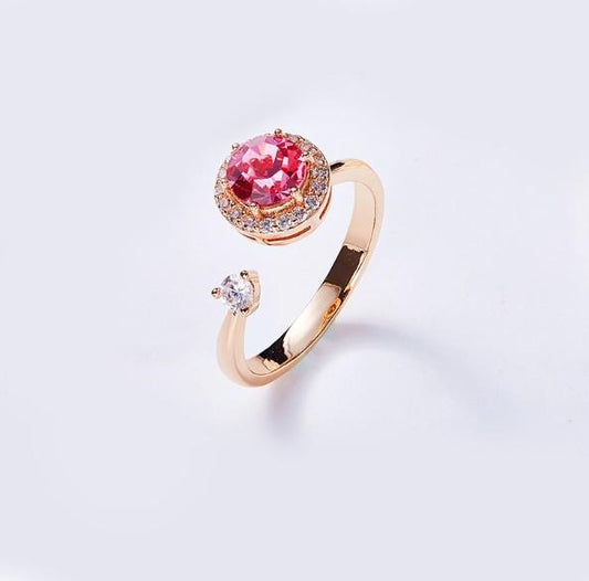 Twisted Pink Austrian Elements Circular Halo Adjustable Ring ITALY Design Elsy Style Rings