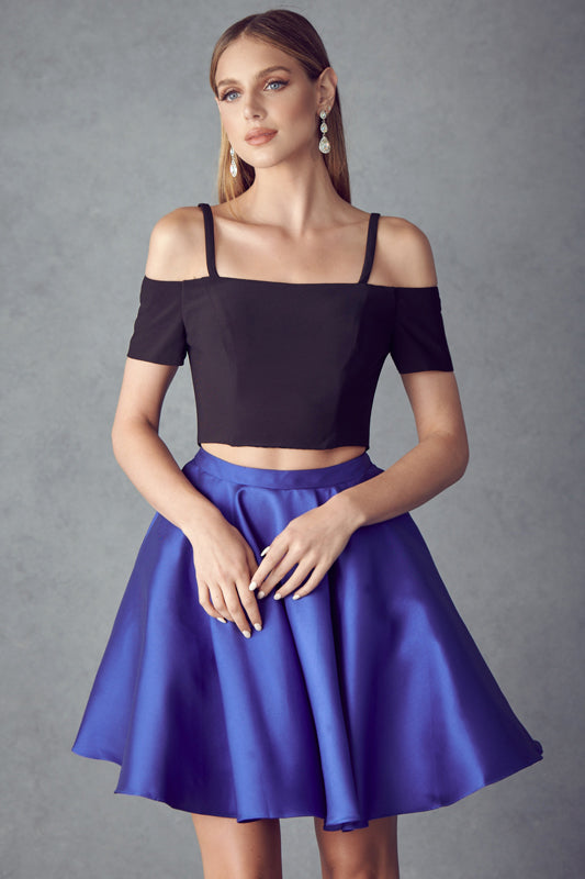 Two Piece Cold Shoulder Short Cocktail & Homecoming Dress JT809 Elsy Style Cocktail Dress