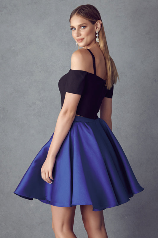 Two Piece Cold Shoulder Short Cocktail & Homecoming Dress JT809 Elsy Style Cocktail Dress