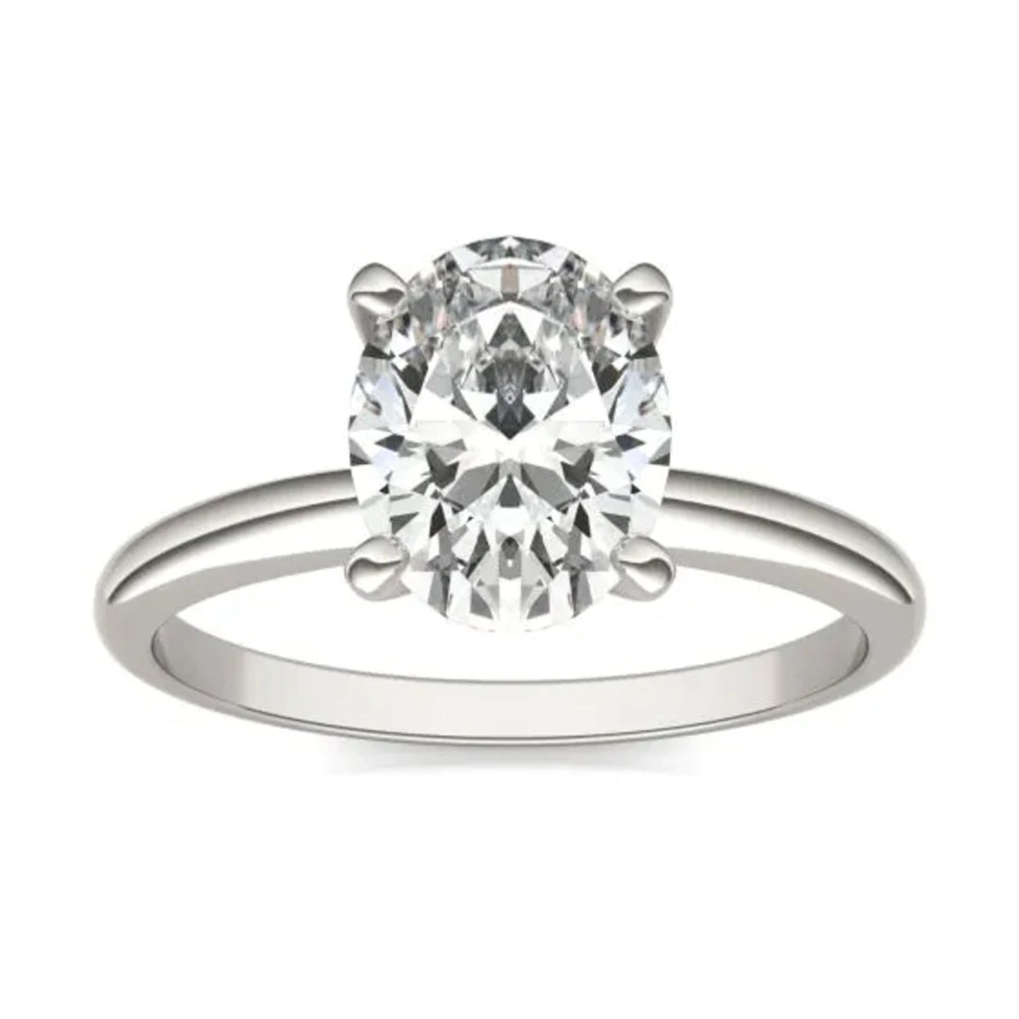 2.00 CTW AGI Certified  Oval Lab Grown Diamond Solitaire Engagement Ring in 14K White Gold (G-VS)