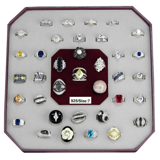 VK925-004-SIZE7 - Assorted 925 Sterling Silver Ring with Assorted  in Assorted Elsy Style Ring