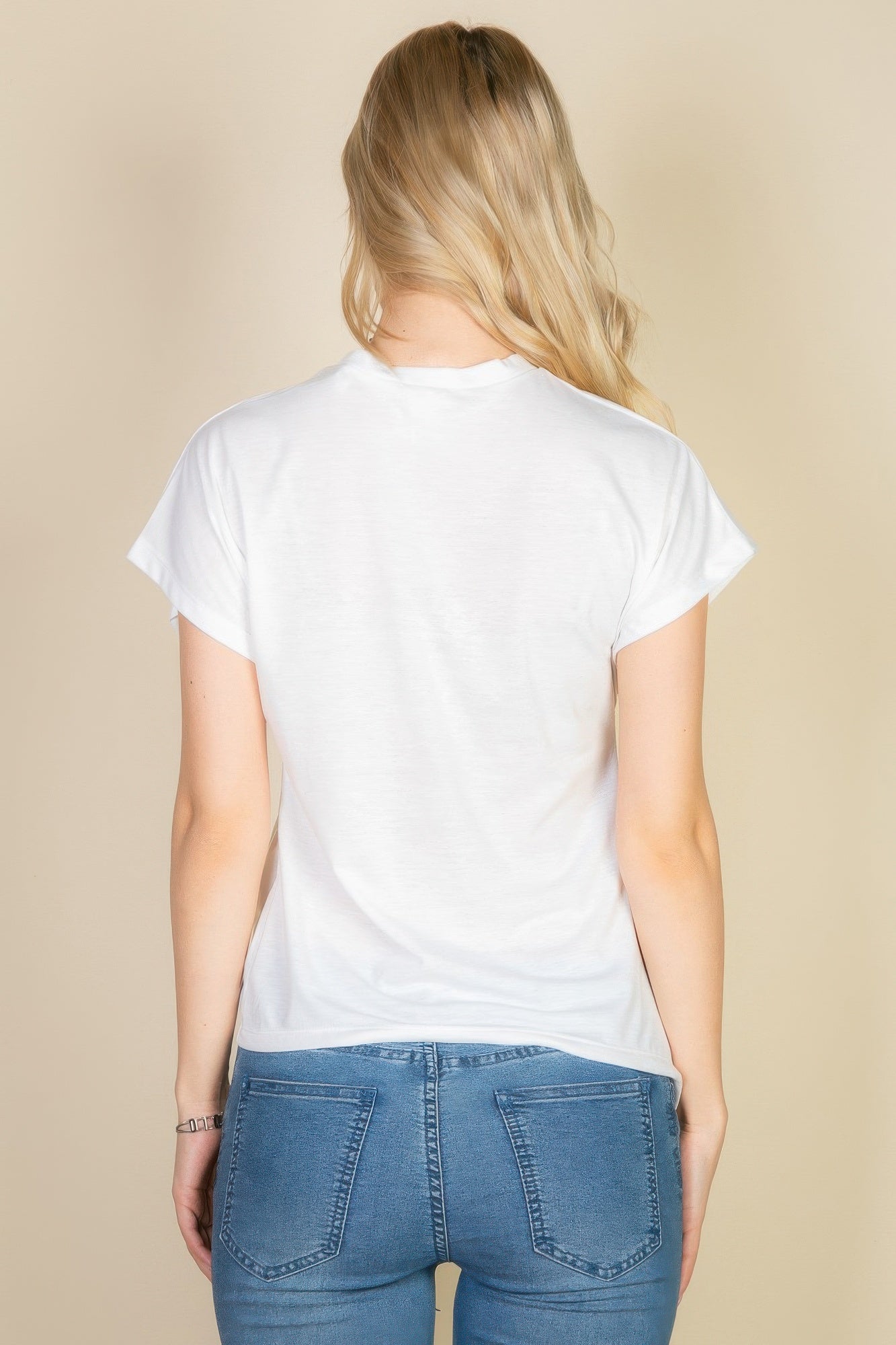 Batwing Sleeve Twist Front Tee White