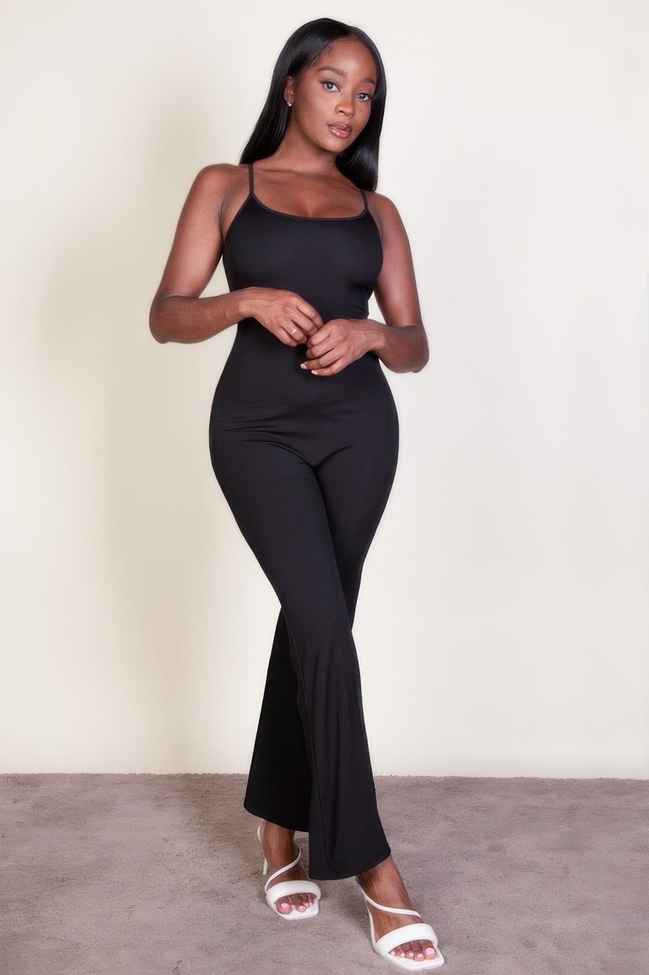 Ribbed Sleeveless Wide Leg Jumpsuit Black