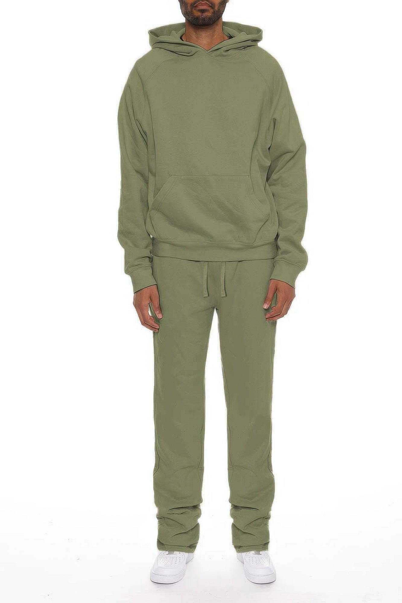 Men's Solid Stacked Flared Track Set Olive