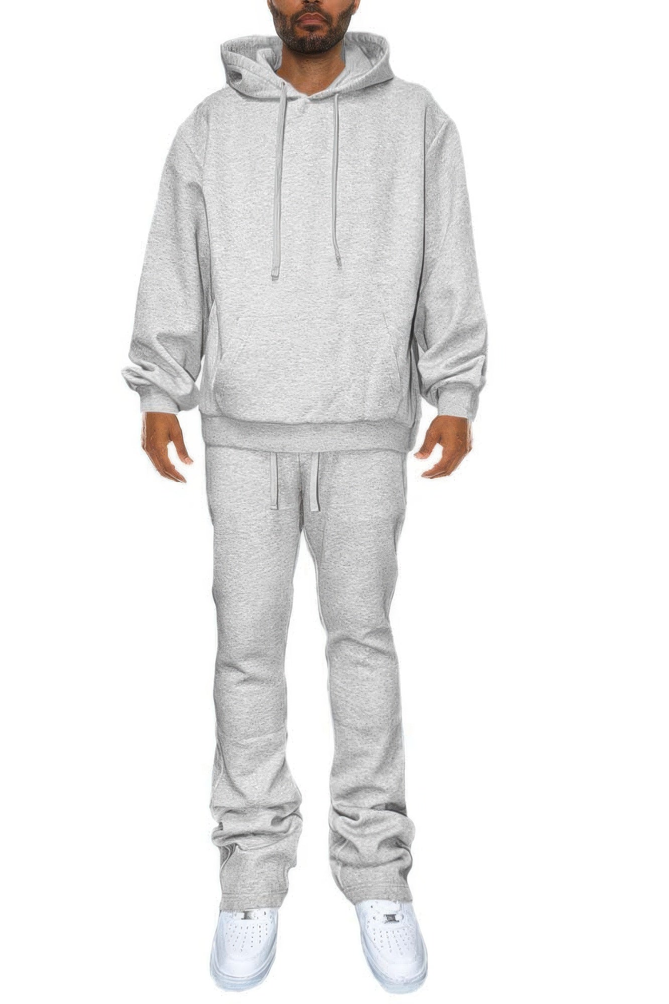 Men's Solid Stacked Flared Track Set H Grey