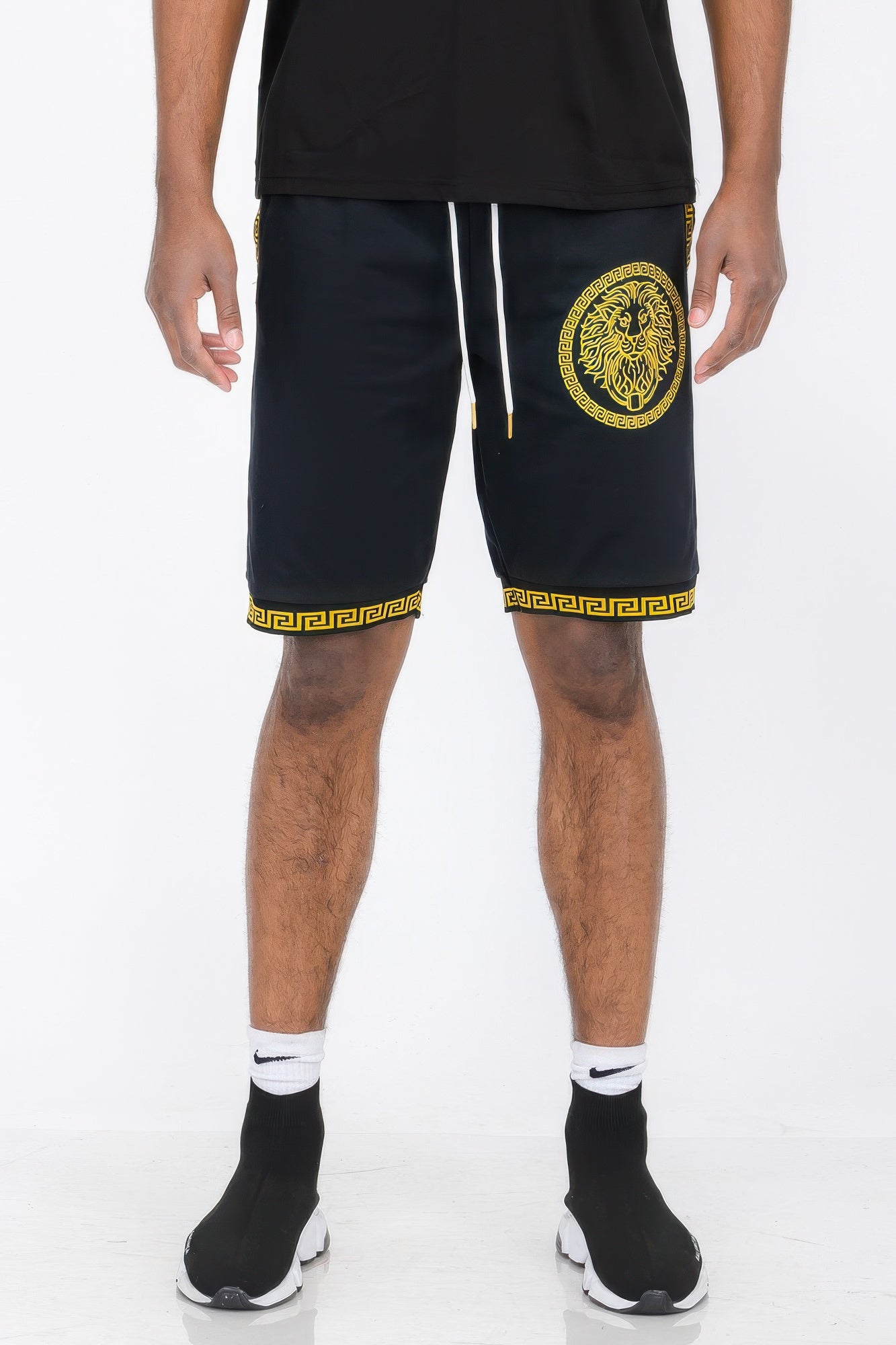 Mens Black And Gold Detail Shorts Black