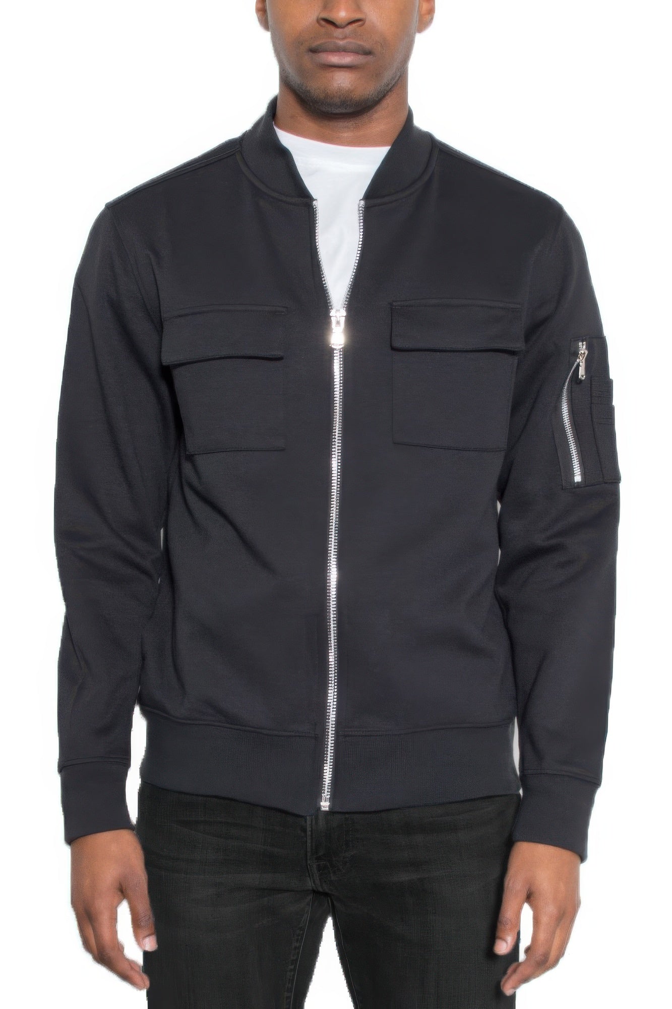 Cotton Zip Up Light Weight Jacket Black