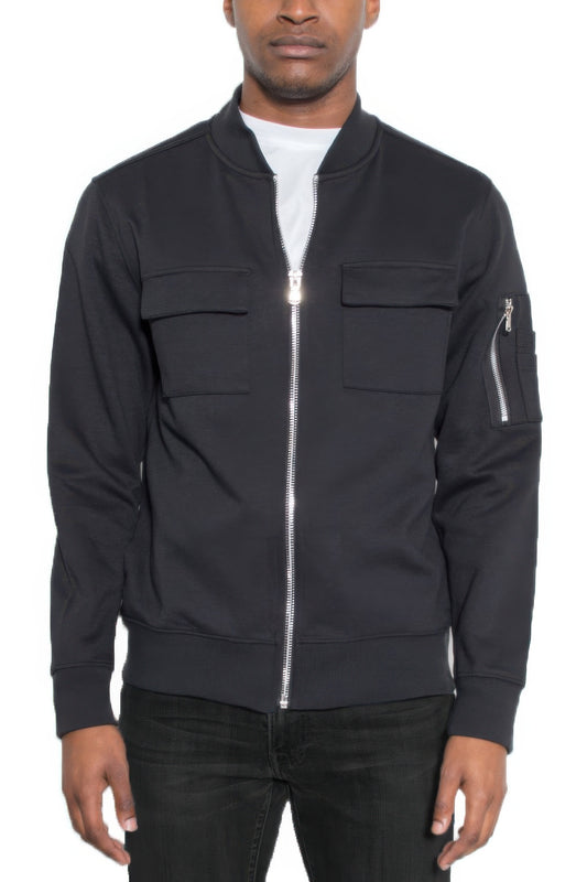 Cotton Zip Up Light Weight Jacket Black