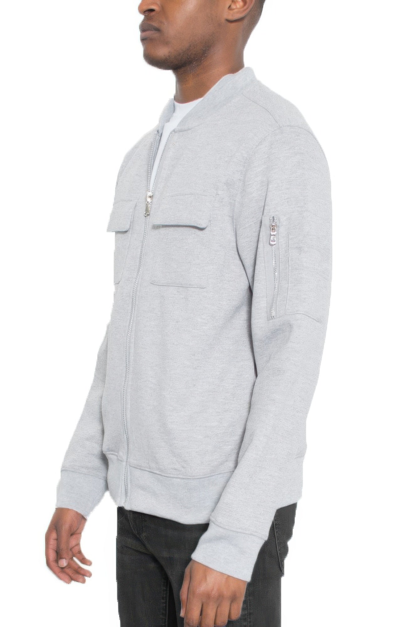 Cotton Zip Up Light Weight Jacket Grey
