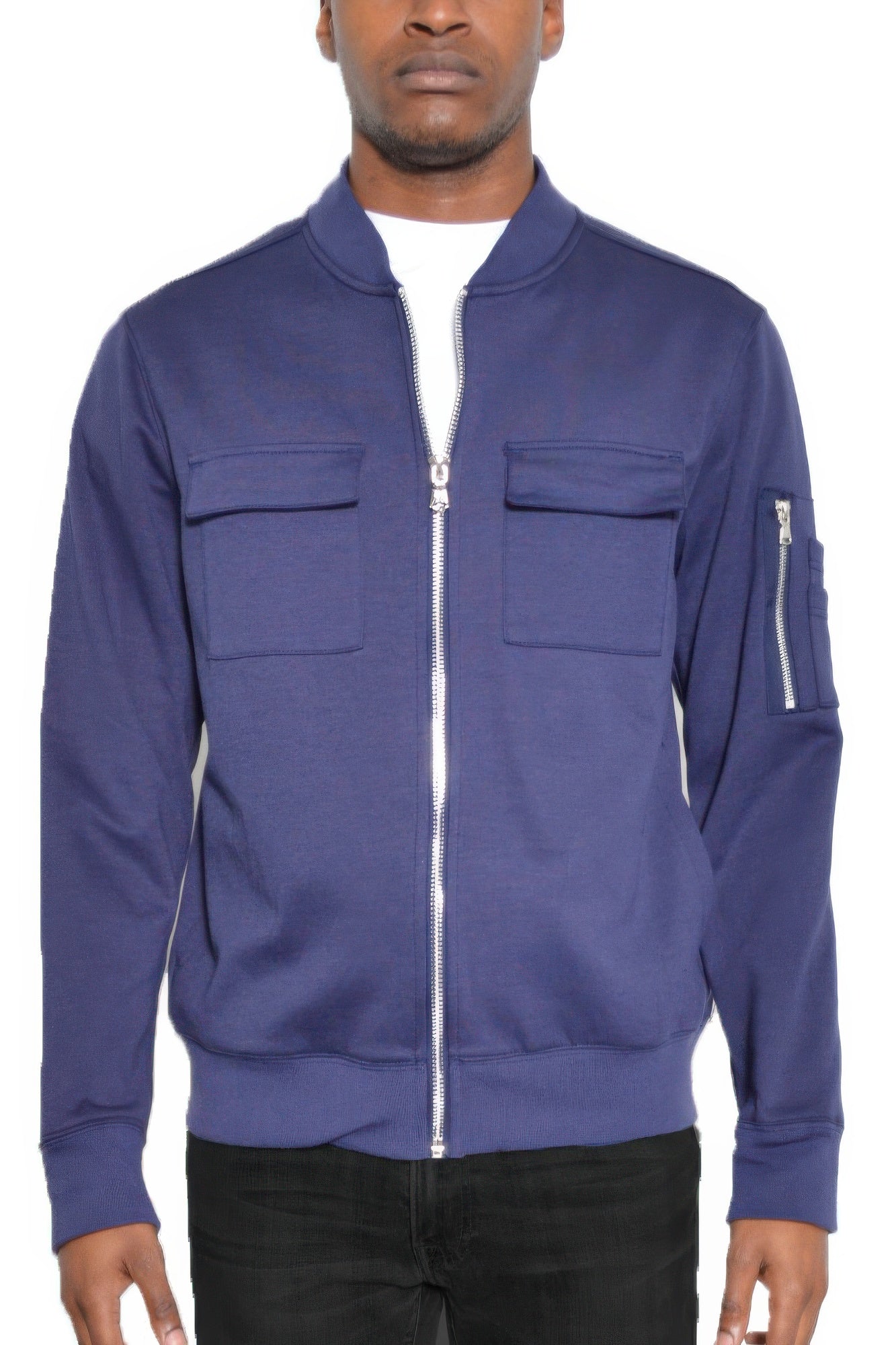 Cotton Zip Up Light Weight Jacket Navy