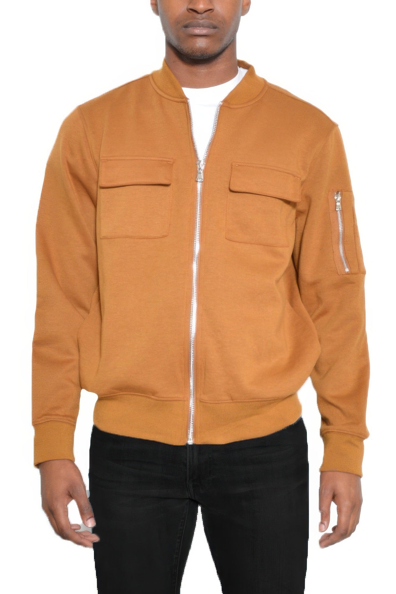 Cotton Zip Up Light Weight Jacket Ginger