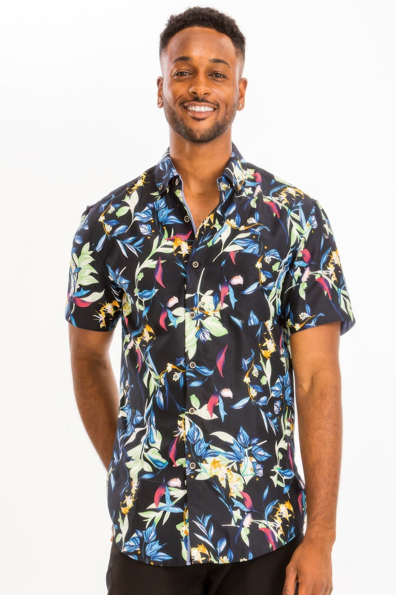 Hawaiian Print Button Down Shirt Multi