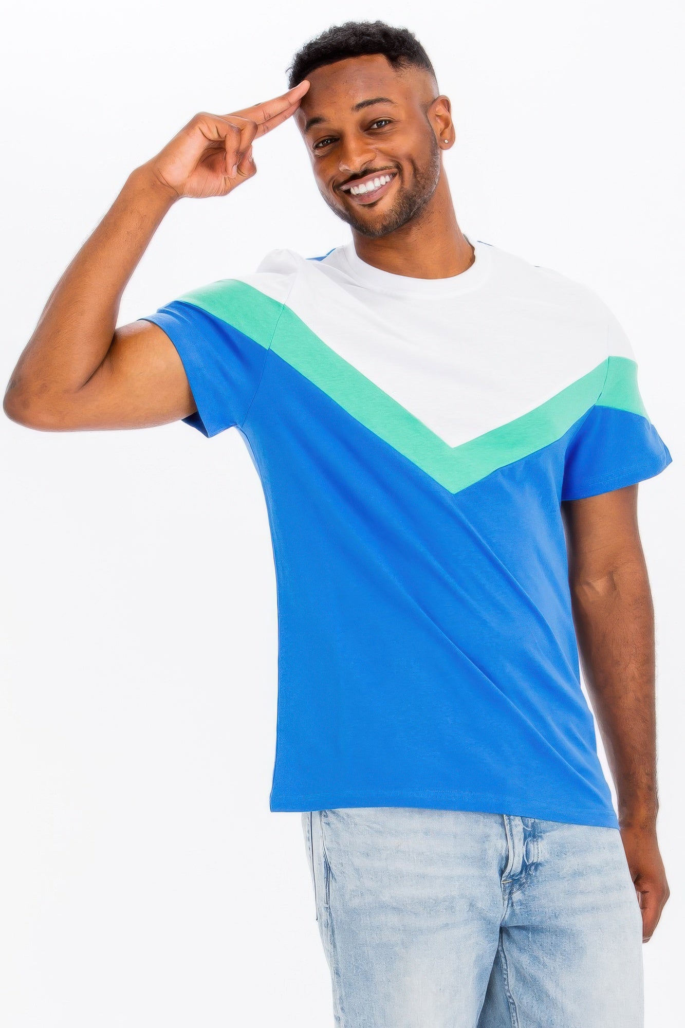Color Block Tshirt Blue Green