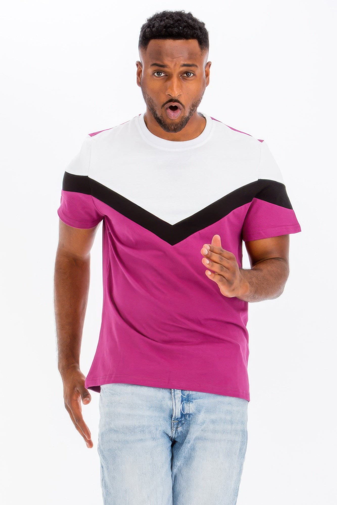 Color Block Tshirt Fuchsia Black